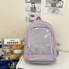 Schoolbag pain bag backpack baby bag female, Japanese ins transparent pvc bar badge backpack, cute soft girl student schoolbag