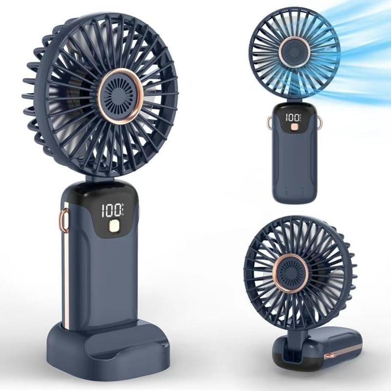 Mini Foldable Hand Fan Handheld Portable Fan with USB Rechargeable Battery Desk Outdoor Neck Hanging 5 Speed Fan