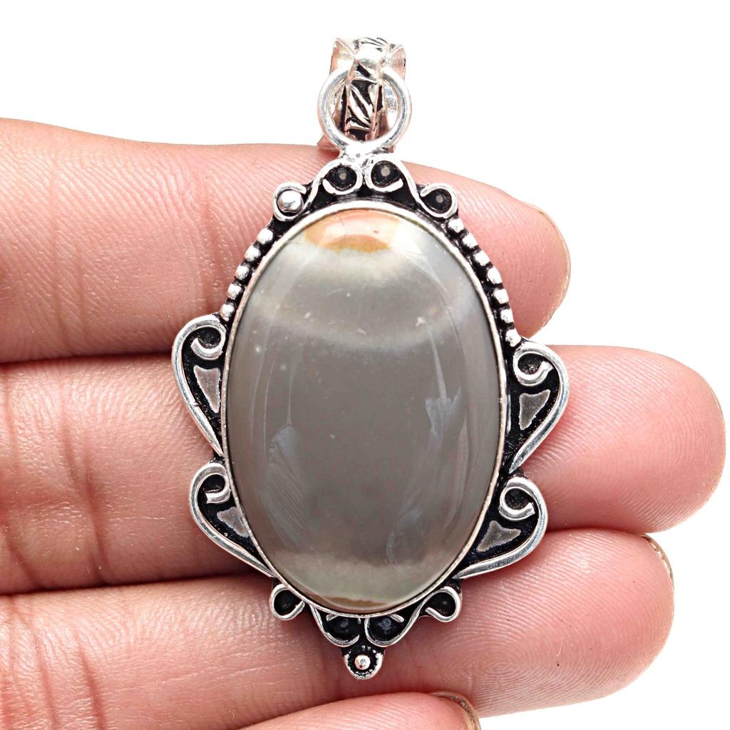 Přívěsek Polygram Jaspis Drahokam Valentýnský Dárek Stříbrné Šperky 2,5"