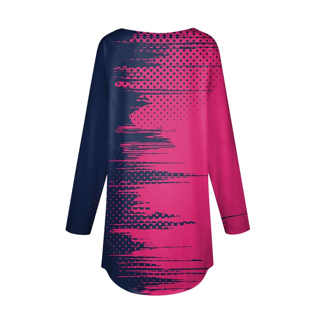 Fashion Women's Casual Long Sleeved Round Neck Printed Tops