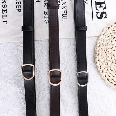 Gift Dress New Designer Women Female Thin Belt PU Leather Belts Waist Strap No-hole Buckle