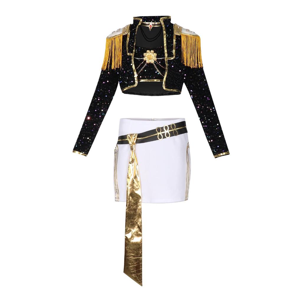 Costume de Cosplay Anime Chasseur de Démons - Tenue de Performance Noire et Or pour Lumi, Zoe, Mila