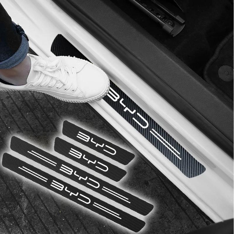 Car Exterior Door Sill Door Bowl Protective Sticker For BYD Dolphin Seal Atto3 Han Tang Song Yuan BYD Carbon Fiber Anti‑Wea