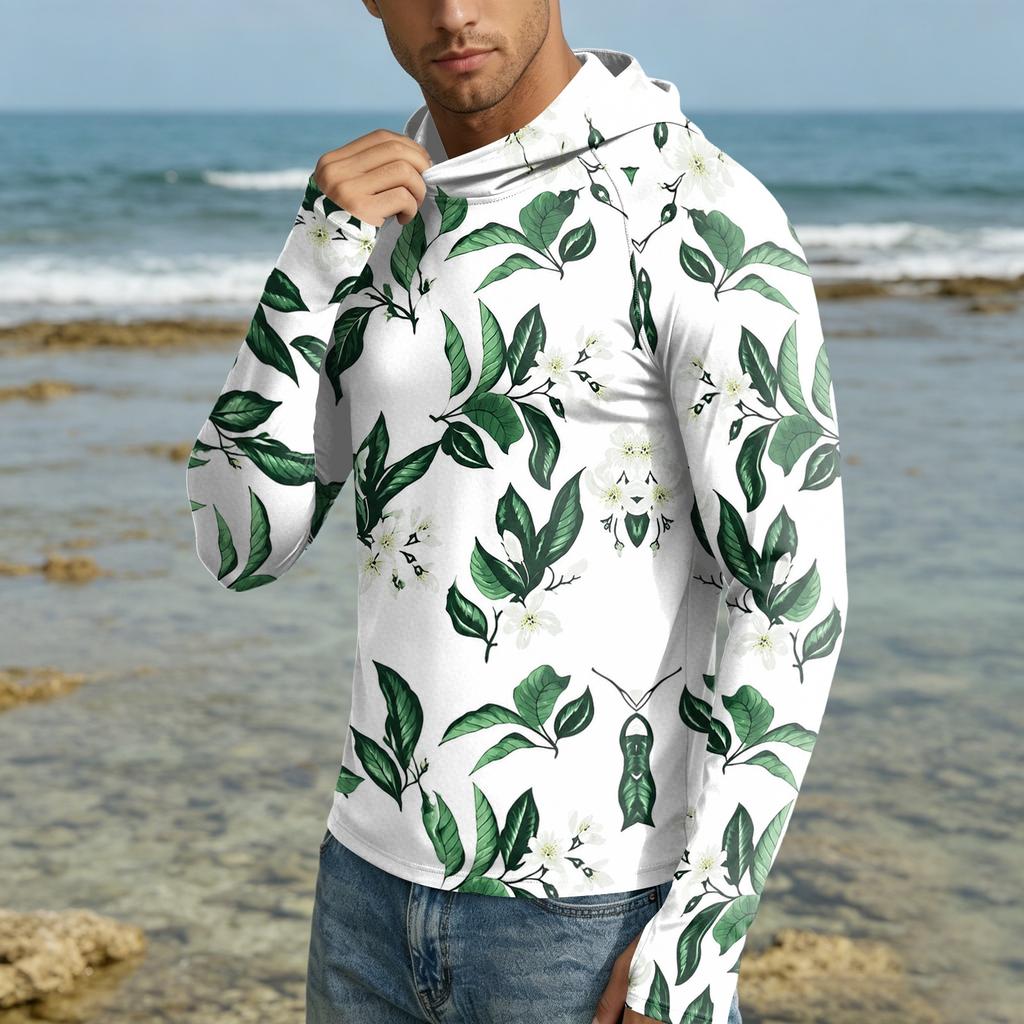 Men's UPF50+ Sun Protection Hoodie Lightweight Quick Dry Long Sleeve Hooded Shirt Breathable Outdoor Sportswear for Hiking Running Fishing