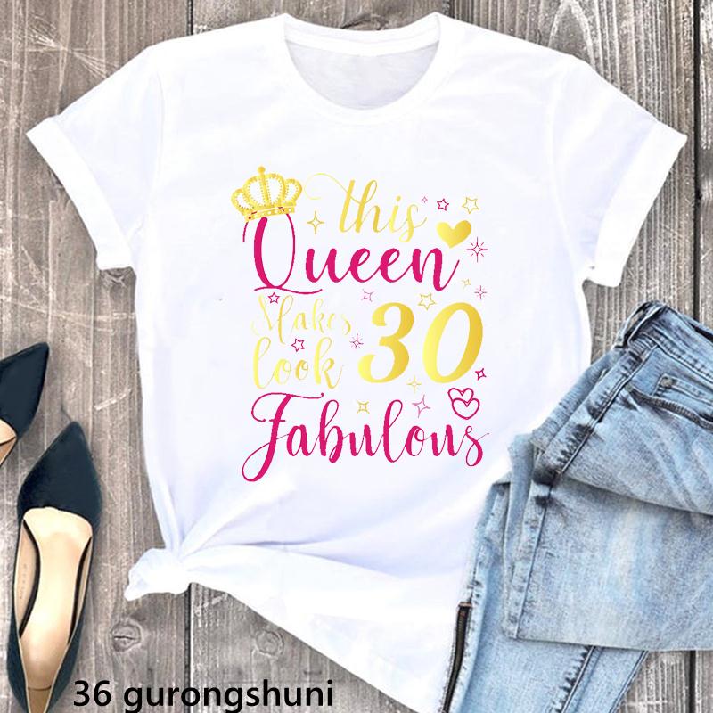 Hello 30 Fabulous Letter Print Tshirt Unisexs Clothing 30th Birthday Gift T Shirt Femme Flowers Rose Tshirt Female Streetwear