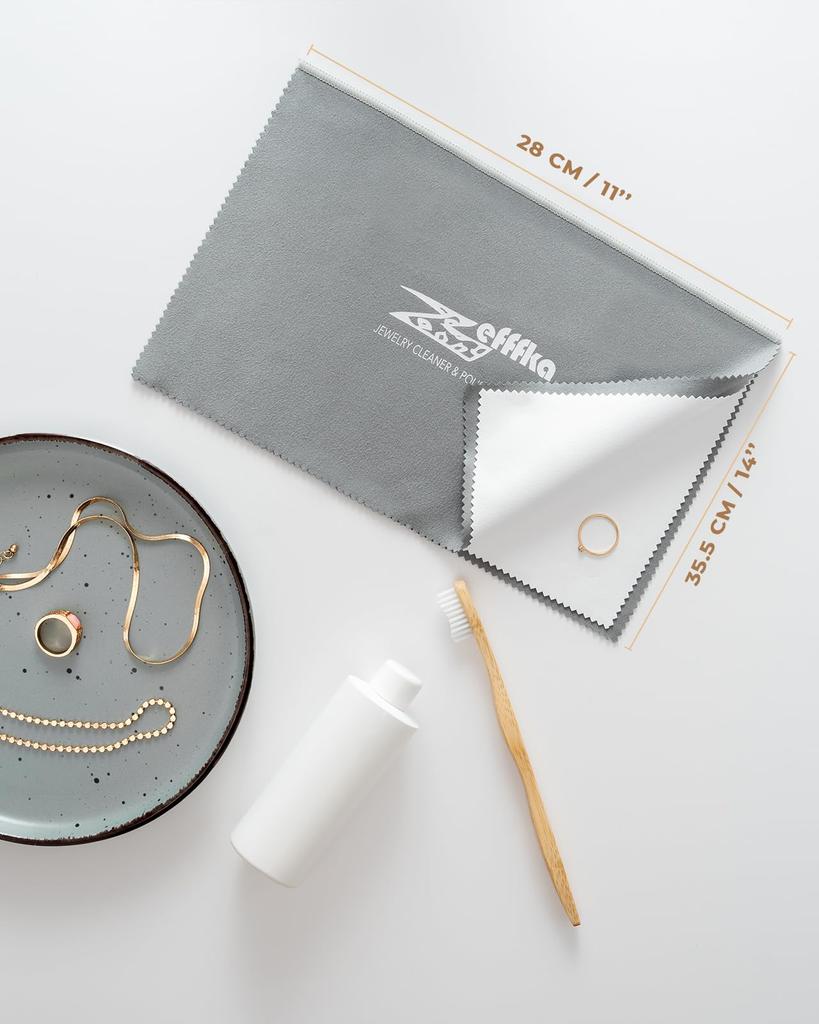 ZEFFFKA Gold and Silver Polishing Cleaning Cloth for and Other Precious Metal Tarnish Extra Large Soft Microfiber Jewelry, Coins, Watches, Valuables,
