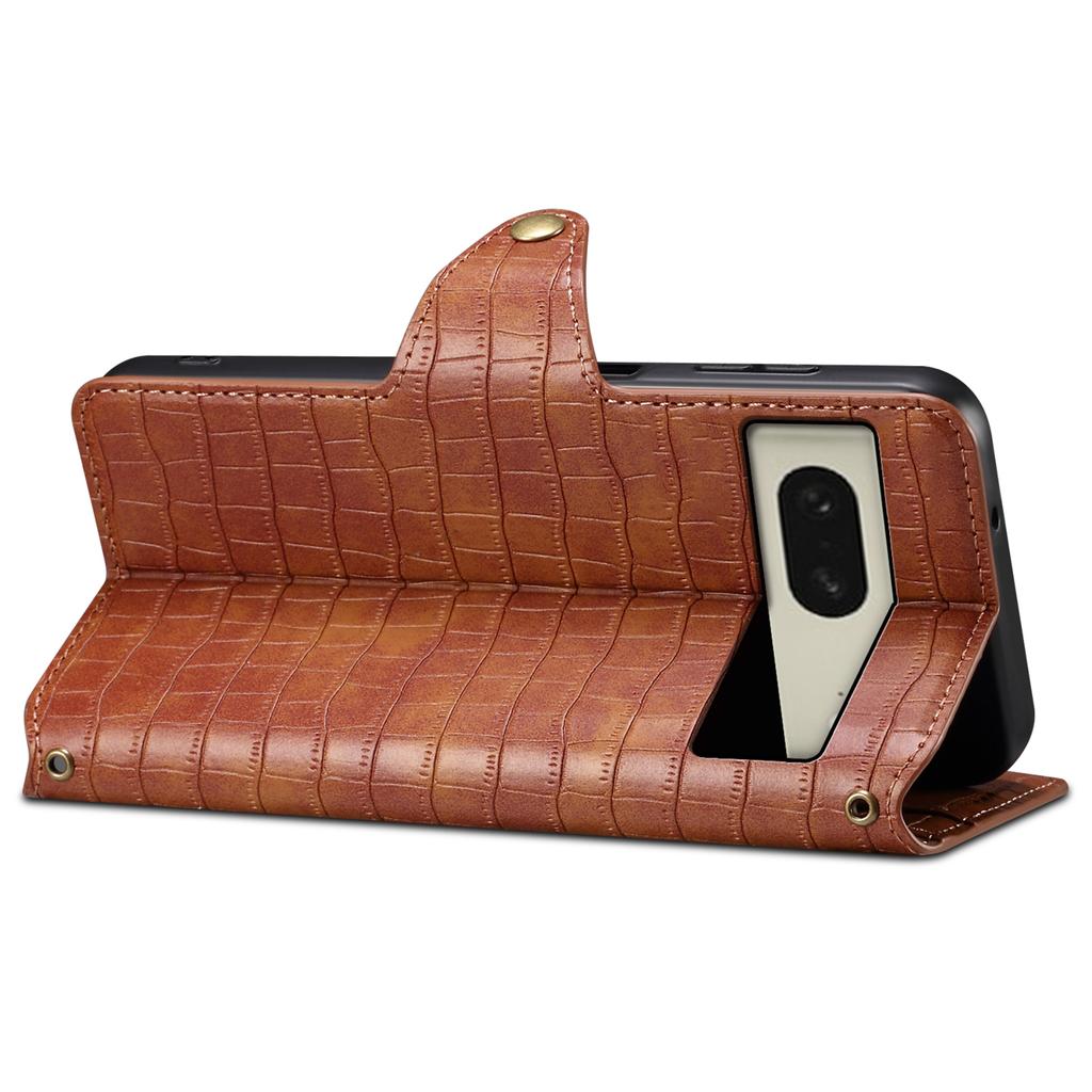 Für Google Pixel 8 Lederhülle Krokodiltextur Vollschutz Brieftasche Handyhülle