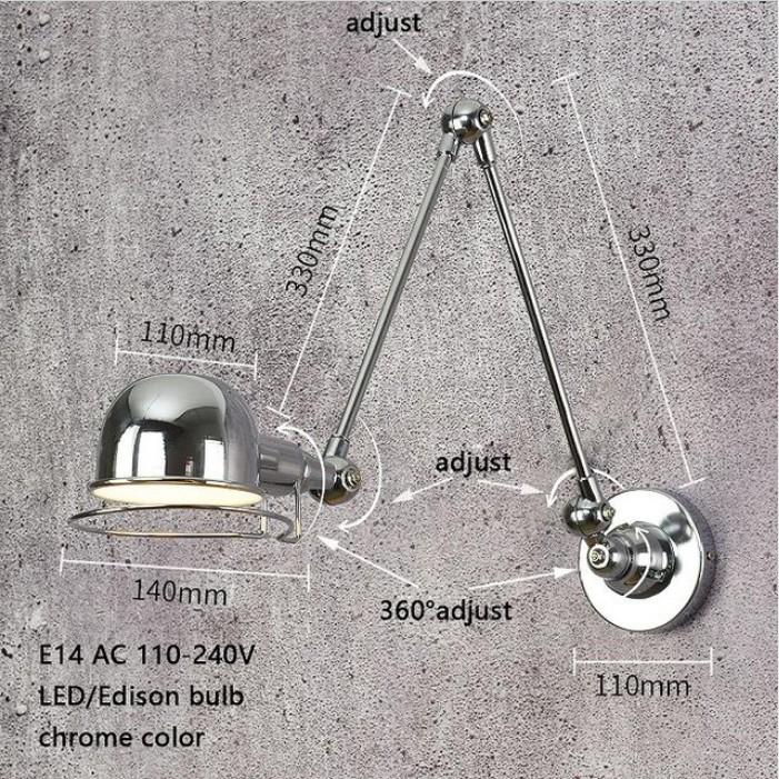 Klasik İskandinav loft endüstriyel tarzı ayarlanabilir Duvar Lambası Vintage aplik duvar ışıkları LED armatür