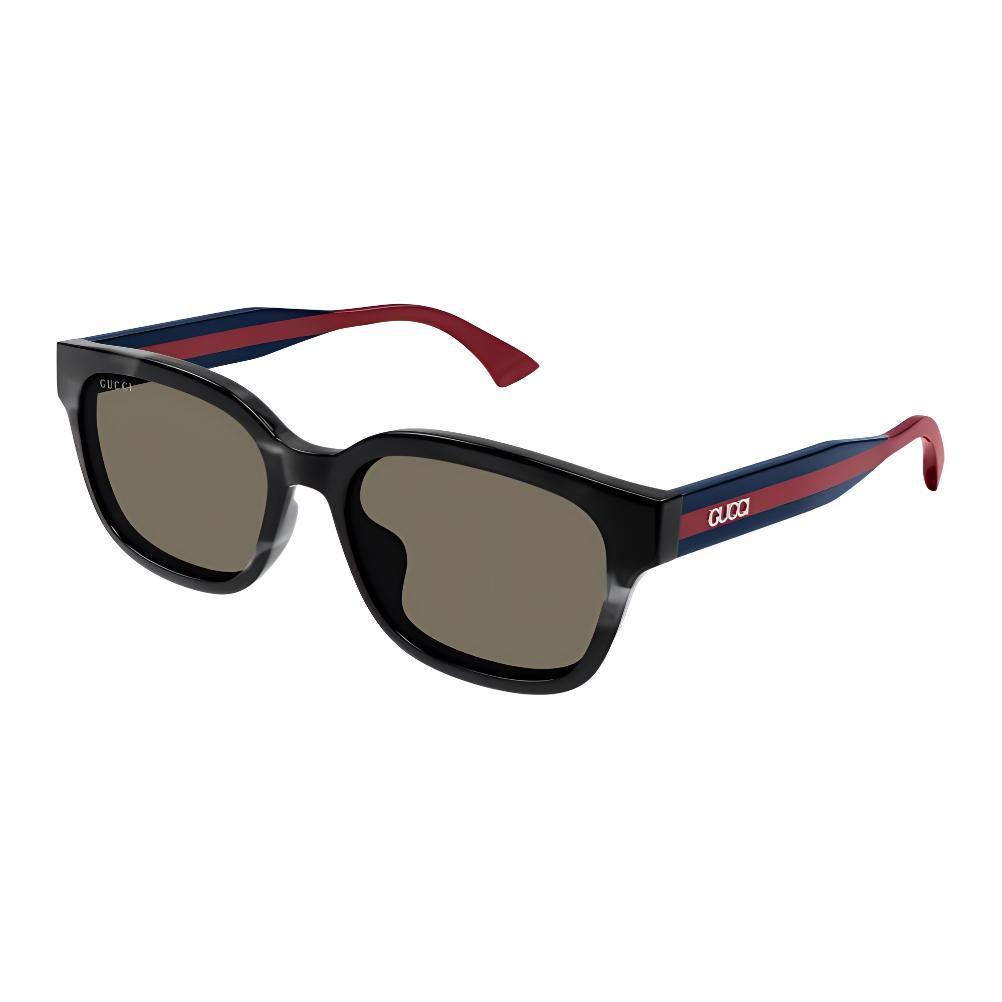 GUCCI Brand Logo Recycled Acetate Square Sunglasses Men's Black