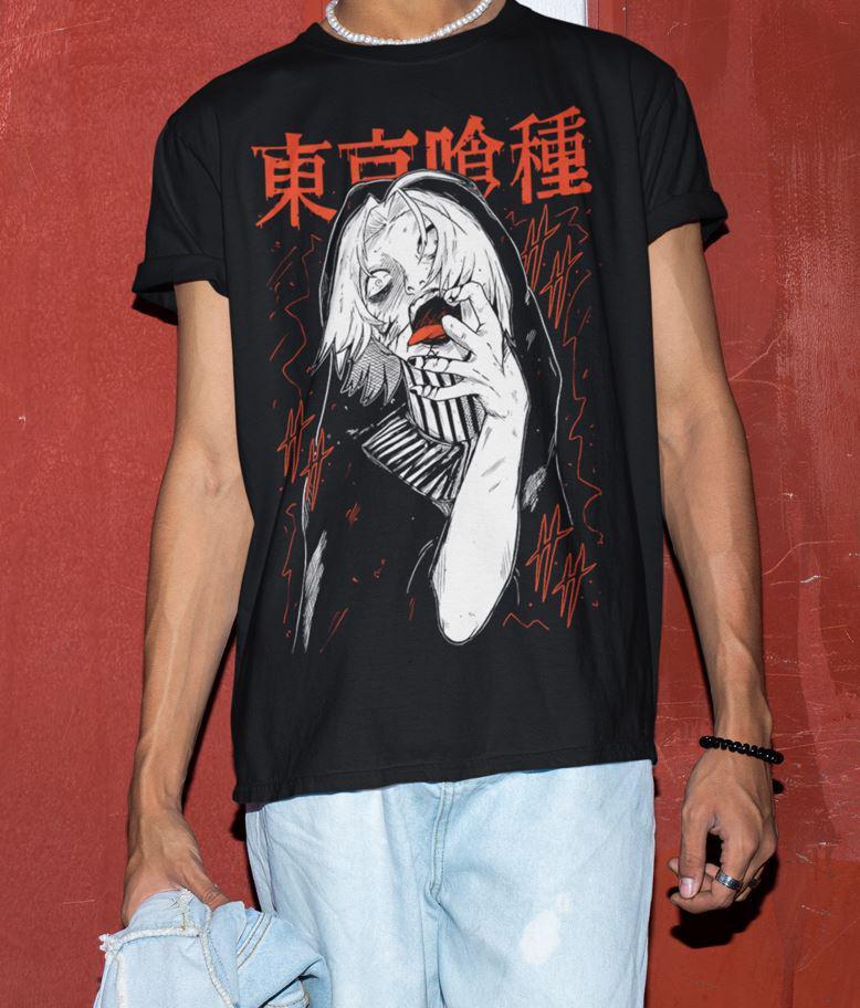 Унисекс Хоррор Манга Жуткая Девочка Футболка Темное Аниме Готическая Футболка Манга Готическая Футболка Неактивно S