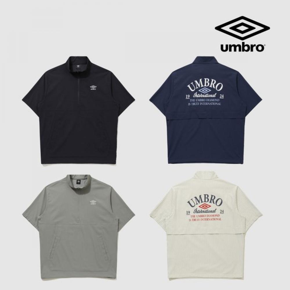 Umbro Seersucker Short Sleeve Stand Neck Anorak Uq221cwt63 blacks/90