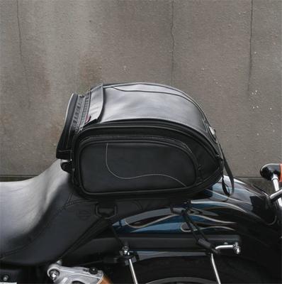 PU Leather Retro Style Motorcycle Rear Bag Tail Seat Riding Bag with Rain Cover