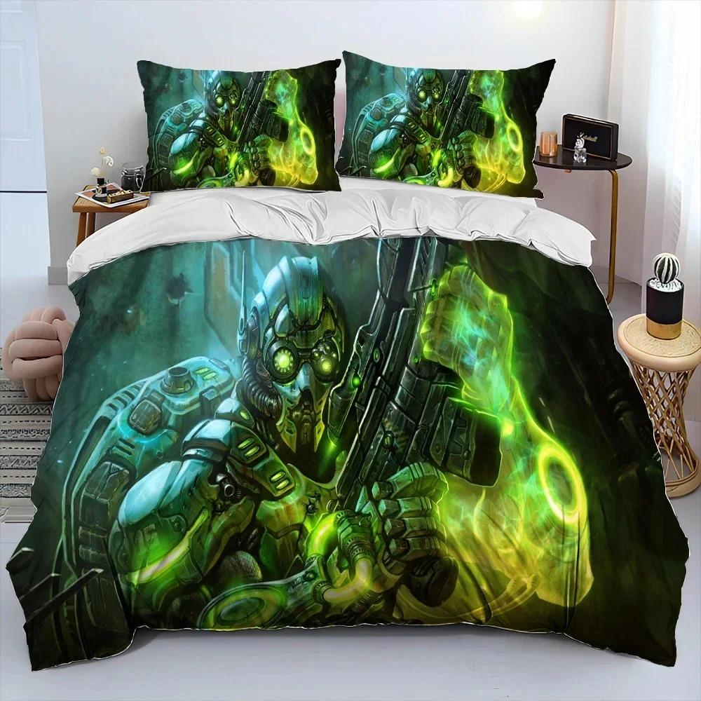 3D HD StarCraft Game Gamer PC Comforter Bedding Set,Duvet Cover Bed Set Quilt Cover Pillowcase,king Queen Size Bedding Set Kids Tool