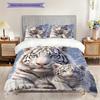 White Tiger Pattern Bedding Quilt Set Quilt Cover Pillowcase Home Decoration Birthday Gift (1 * Duvet Cover + 2 * Pillowcase, Without Core)