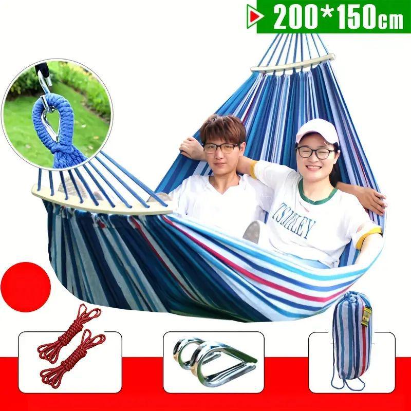 Thickened White Double Hammock for Indoor/Outdoor Use: Anti-Rollover Design for Adults & Kids
