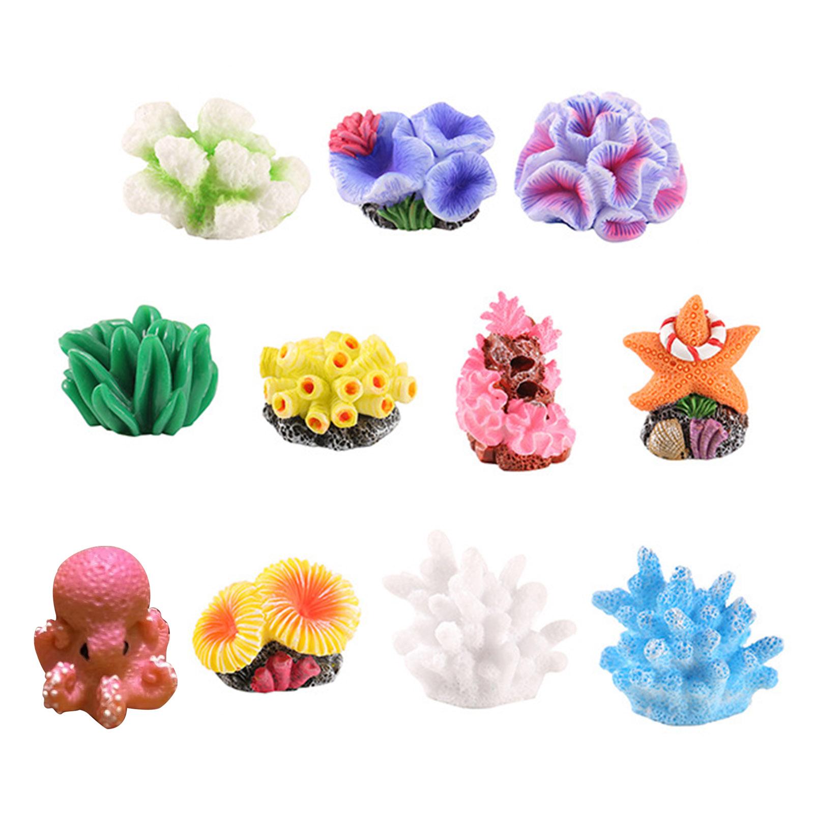 

11 шт. Украшения для аквариума, смолы, имитация коралла, морские водоросли, растение, ремесло, миниатюры, украшения для домашних или офисных аквариумов