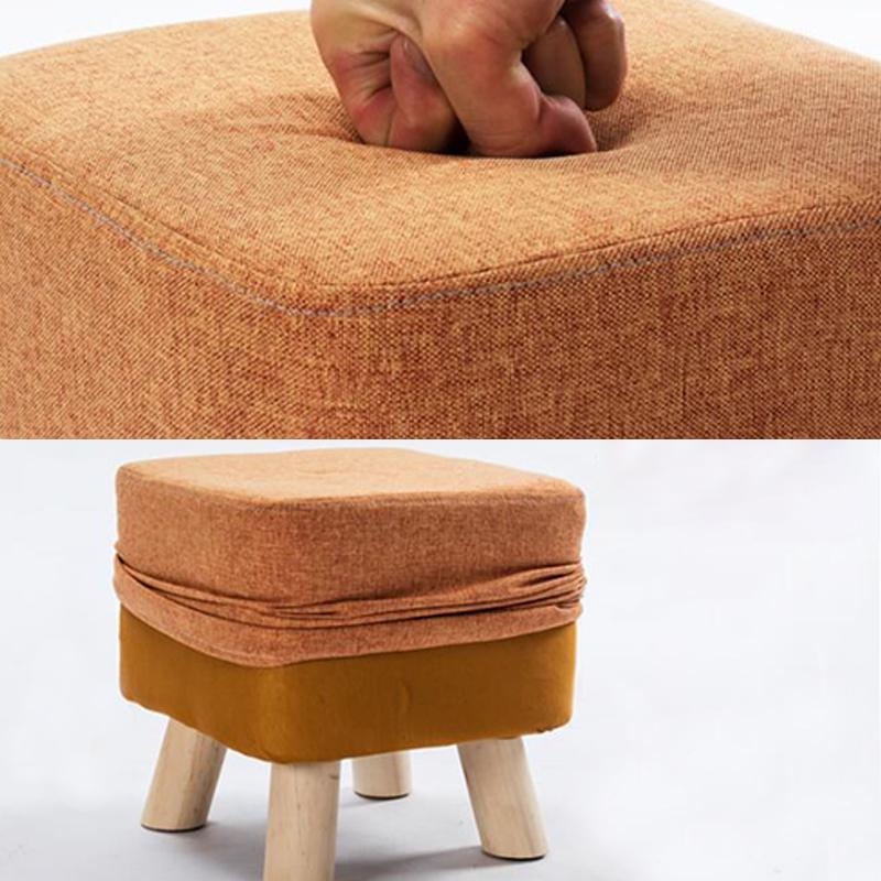 1Pc Elastic Ottoman Cover Solid Color Fabric Stool Covers Square Footrest Covers All-Inclusive Anti Slip Footstool Slipcovers