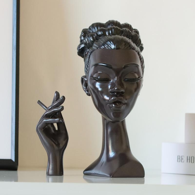 Elegant Black Lady Smoker Resin Incense Burner Ornament
