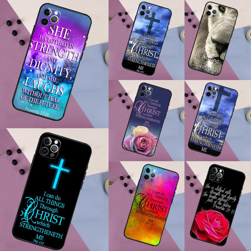 Christian Jesus Christ Bible Verse Phone Case For iPhone 17 16 14 13 12 11 15 Pro Max mini XR 16e 15 16 Plus 17 Air Full Cover