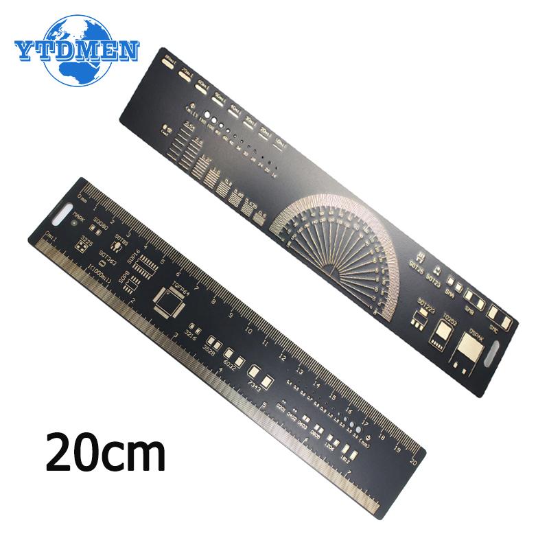 PCB Ruler Multi-functional Measuring Tool 15cm/20cm/25cm Resistor Capacitor Chip IC SMD Diode PCB Reference Ruler, for Arduino
