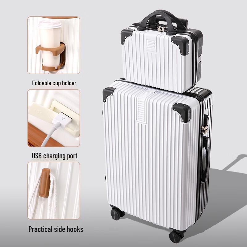 JOURHEY SHI Lightweight Rolling Suitcase with USB Cup Holder