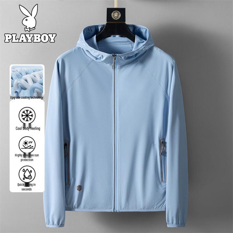 PLAYBOY Men s Summer UV Protection Ice Silk Sunscreen Jacket 4XL