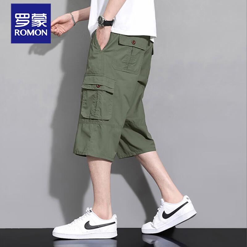 ROMON Men's Summer Casual 3/4 Length Cargo Shorts