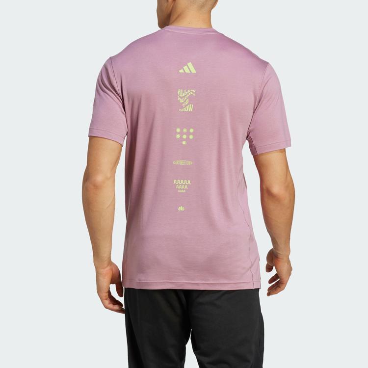 Adidas Yoga Training Tee With Graphic Print Men Tops Purple Pink IP2363