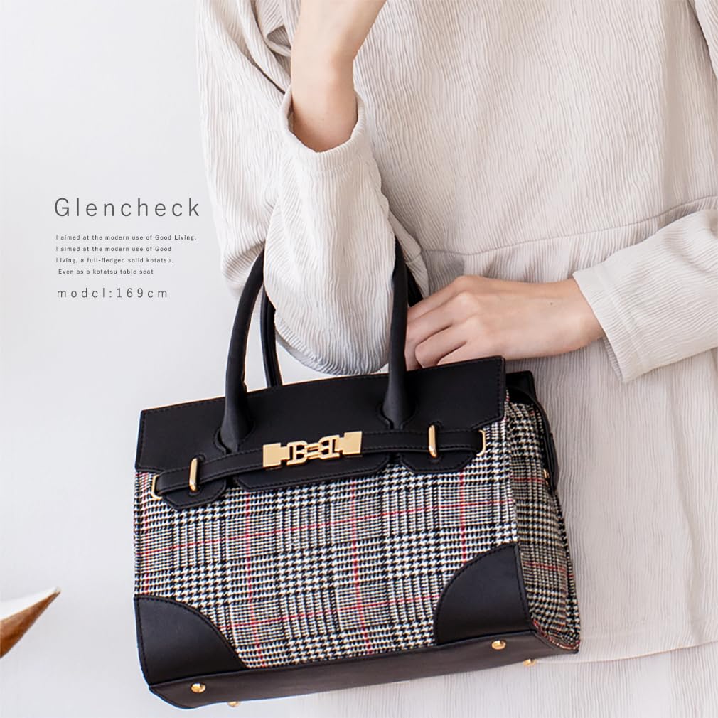 VITAFELICE Belt Design Handbag Women's 2-Way Inb-10092z (Glen Check)