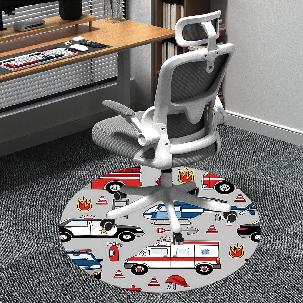 

1pc Emergency Vehicles Pattern Chair Carpet for Office, Soft Flannel Throw Mat, Perfect for Office, Holiday Party Decoration Choice yy260209084 80cm by 80cm