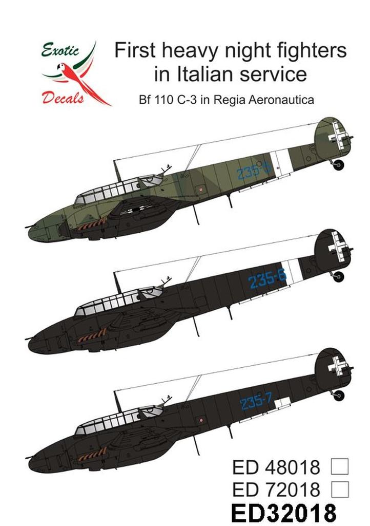 Toromodel Scale Italian Air First Heavy Night Italian Air Force Bf Plastic Model Decals TRMED32018 1/32 Force's Fighter 110C-3 (Airplane)
