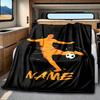 Soccer Player Kicking Ball Rv Blanketcustomize Your Name Lightweight Comfortable And Stylish Blanket For Rv Travel Bed Home Chair Office Sofa And Rv