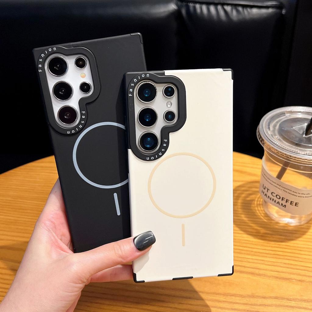 Samsung S25ultra Anti fall S24plus Liquid Silicone Mobile Phone Case S23U Thin Circle Magnetic Suction Case