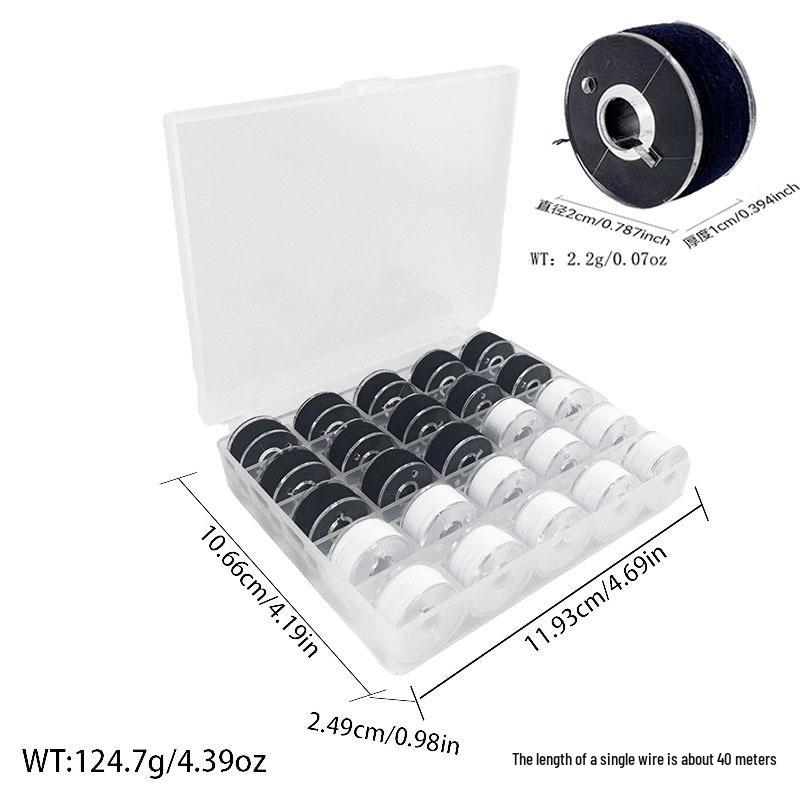Multi-Specification Household Bobbin Set: Colored Transparent and Metal Bobbins with Thread