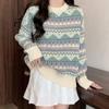 Navava EThnic PaTTern PoinT Round Neck Long Sleeve KniT T Nk3327