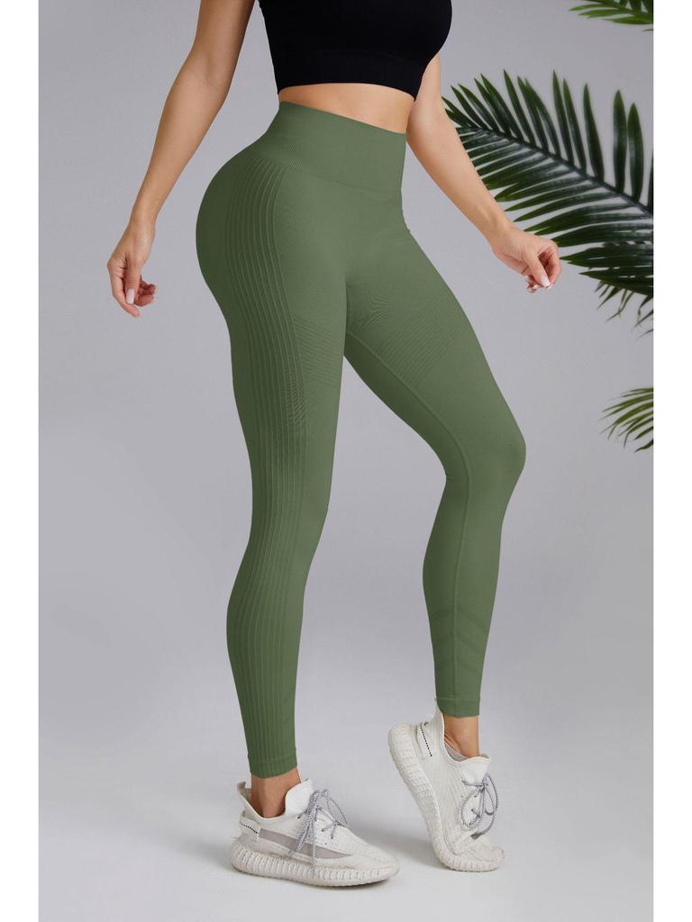 High-Waist Tummy Control Peach Hip Nude Yoga Pants - Breathable, Solid Color for Women