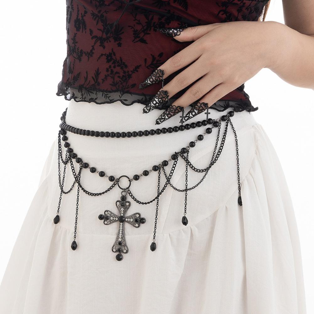 Adjustable Y2K Silver Waist Chain Acrylic Beads Crystal Tassel Waistband  Skirt Suit Decoration