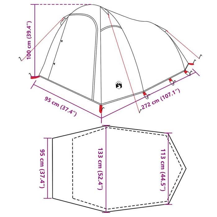 VidaXL Tente de camping tunnel 2 personnes tissu occultant imperméable 94607