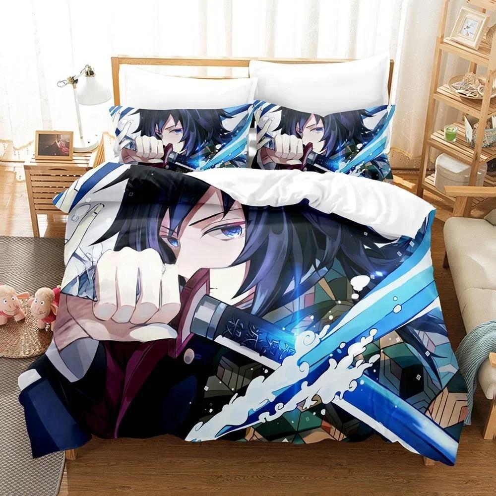 3D Printed Anime Bed Sheet Demon Slayer Bedding Set Single Twin Full Queen King Size Bed Set Adult Kid Bedroom Duvet Cover Sets