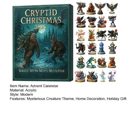 Christmas Mysterious Creature Advent Calendar Box 24 Days Xmas Countdown Calendar with 24 Animal Ornament Holiday Party Gift
