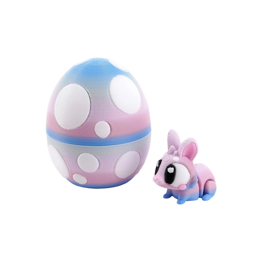 3D Printed Bunny Egg Figurine, Spring Easter Decorations, Tabletop Desk Ornament For Home Party,