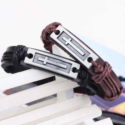 Bratara Piele Cruce Pentru Barbati Femei Iisus Crestin Religioase Bratari Vintage