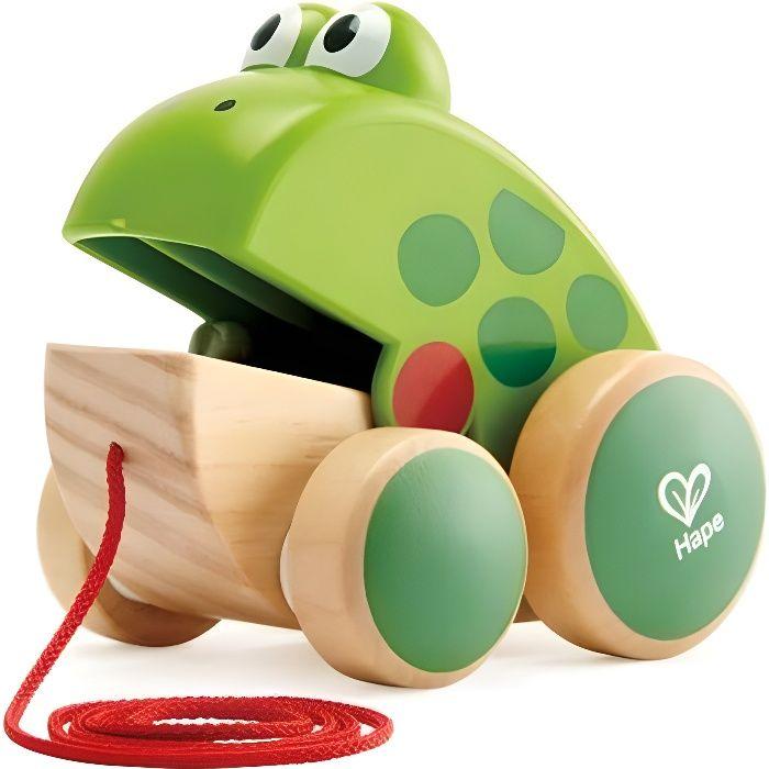 HAPE - Jouet en bois à tirer - E0361 - Grenouille à promener