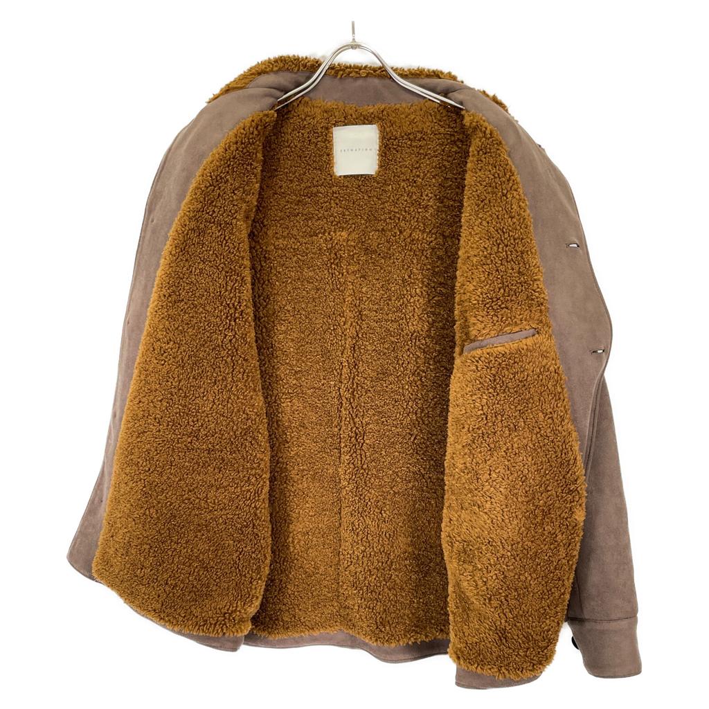 ESTNATION Dark Brown Boa Color Suede Jacket Coat M BrownUsed