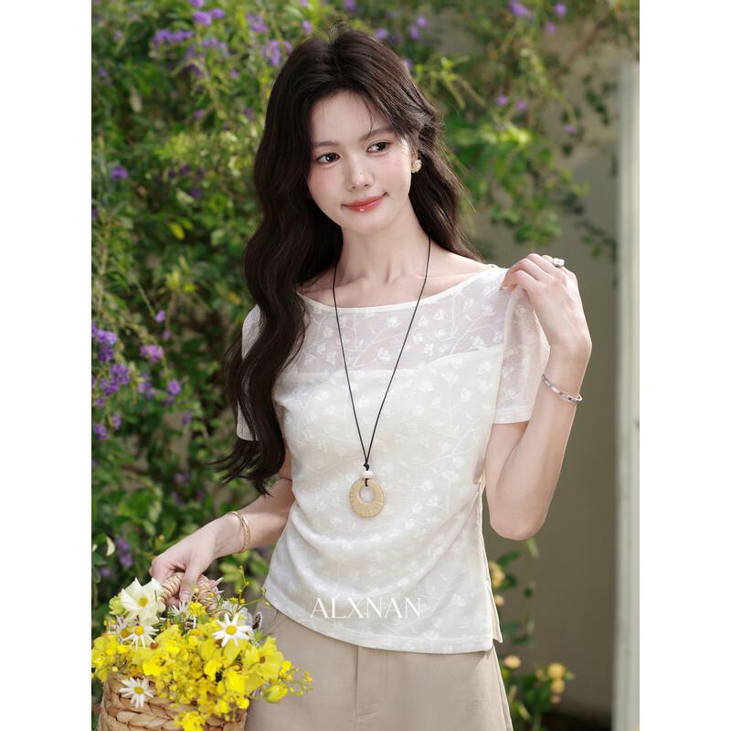 Women s Elegant Off-Shoulder Lace T-Shirt S