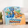 Bluey's Soccer Fun Personalized Name Blanket Cozy Customizable Blanket Ultra-Soft Versatile for Home Decor Chair Office Livingroom for All Occasions