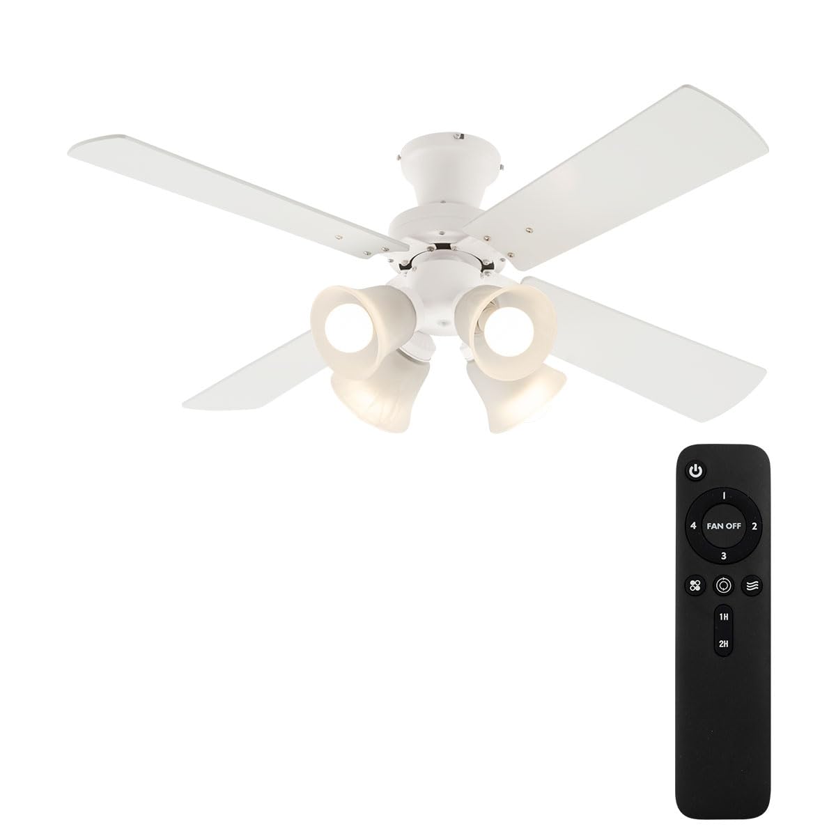 

Bon Furniture LED Ceiling Fan Light, Wooden, DC Motor, Quiet, E26, 4 Lights, Fits 10-12 Tatami Mats (approx. 10 tatami mats), 4 Blades, Adjustable