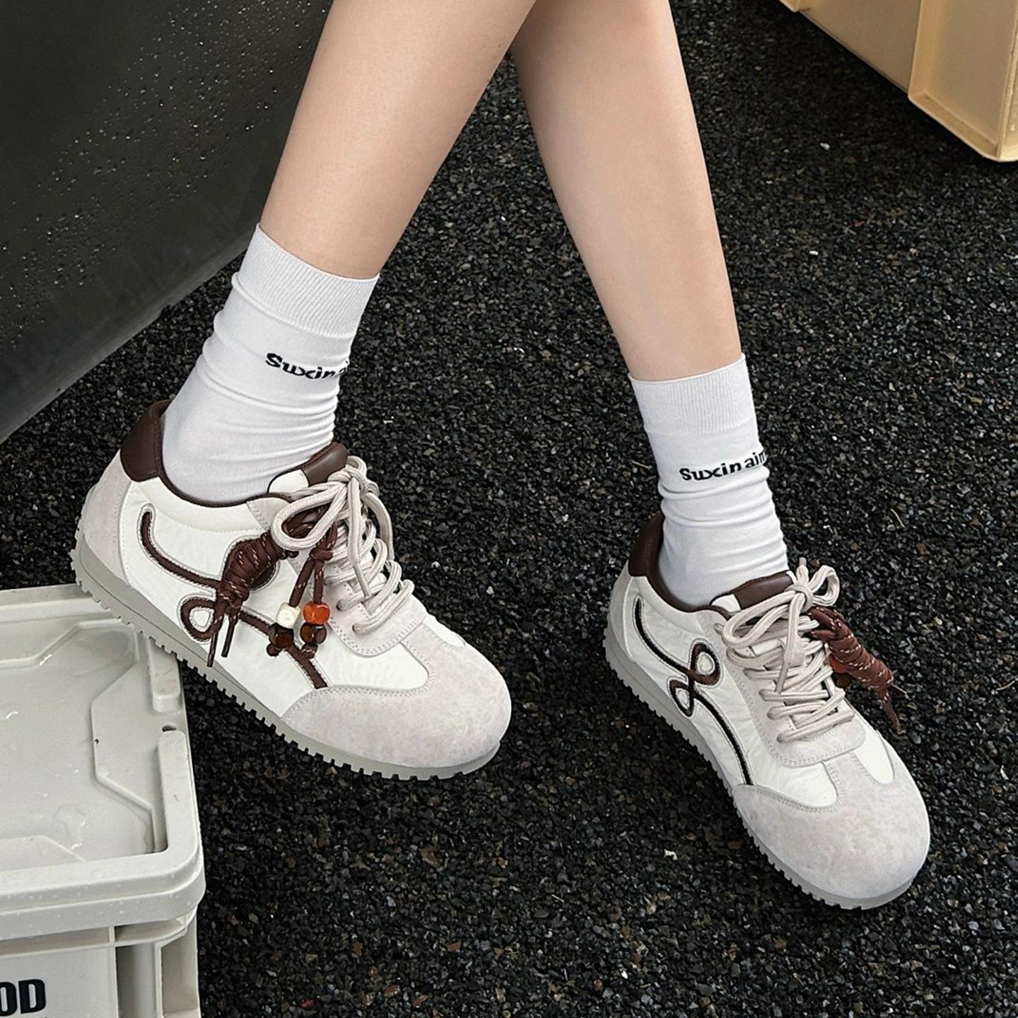 

Wang Yibo Yang Mi thick-soled women s retro ugly cute lace-up casual sneakers little white shoes 40