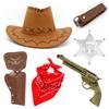 Western Cowboy Costume Accessory Set Sheriff Hat Bandana Holster Belt Badge Gun Halloween Cosplay Props