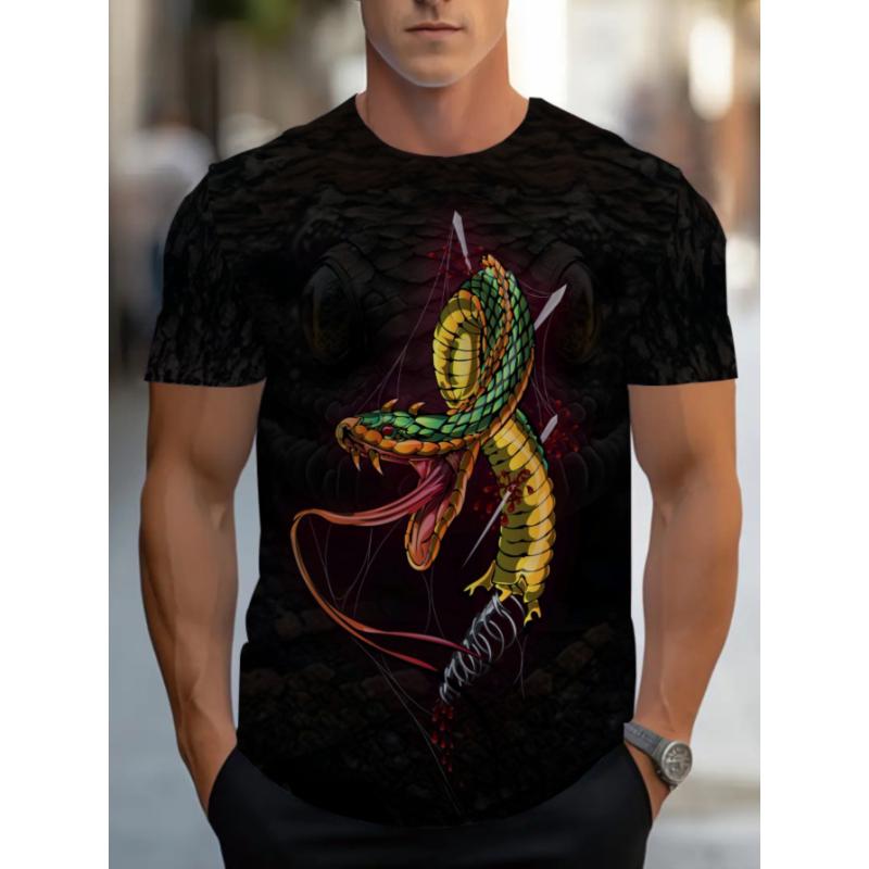 T-shirt da uomo a maniche corte con girocollo e stampa 3D, taglie forti, T-shirt casual estiva